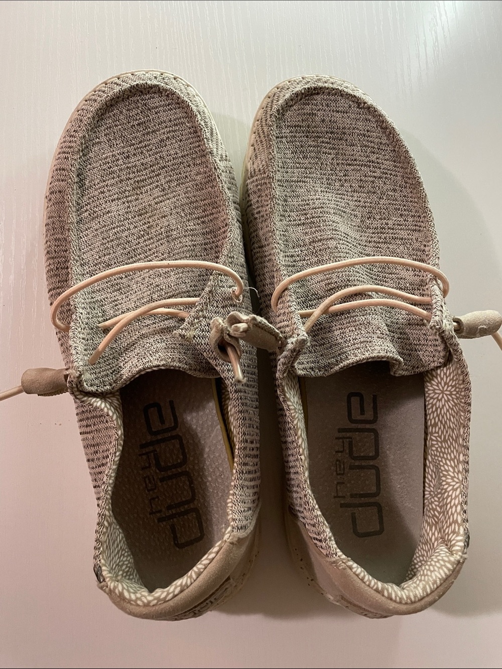 Hey Dude Women's Beige Knit Slip-On Sneakers